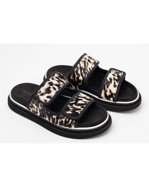 Hogan Black Double-Strap Flat Sandals