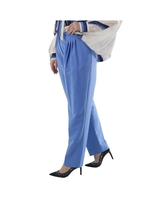 Burberry Blue Vivid Cobalt Mohair Wool Pleated Pants, Brand Size 6 (Us