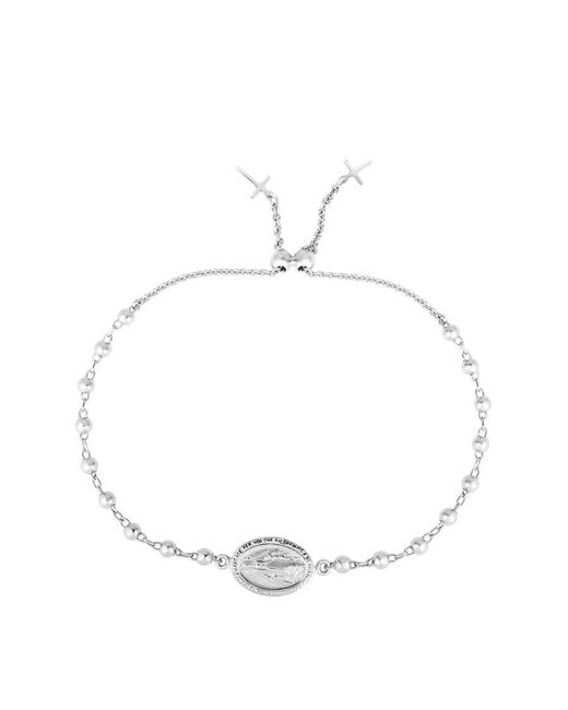 Tresorra Metallic Sterling Religious Medal Bead Bracelet