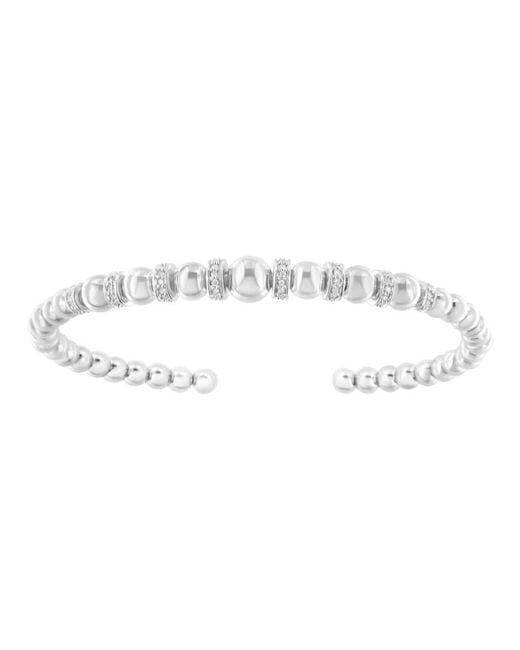 Haus of Brilliance Metallic Sterling 1/4 Cttw Diamond Ball Bead Cuff Bangle Bracelet (I-J, I2-I3)