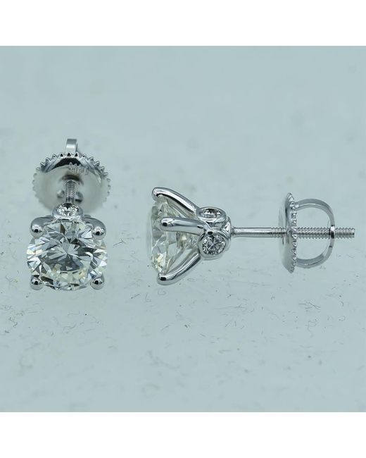 Brilliant Diamond Metallic 14Kt 2.00 Carat Lab Grown Diamond Stud Earrings For