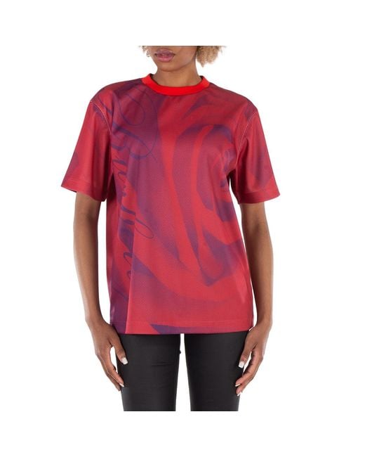 Burberry Red Rose Graphic And Logo Print T-Shirt