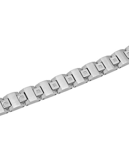 Robert Alton Metallic 10 Ctw Stainless Steel Square Link Bracelet With Diamonds for men