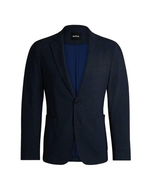 Boss Blue Micro-Patterned Performance Slim-Fit Blazer, Brand Size 50 Us for men