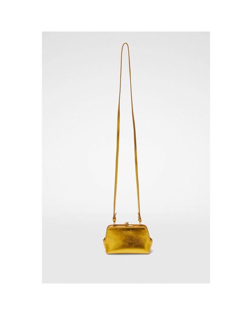 Jil Sander Metallic Giallo Scuro Leather Shoulder Bag