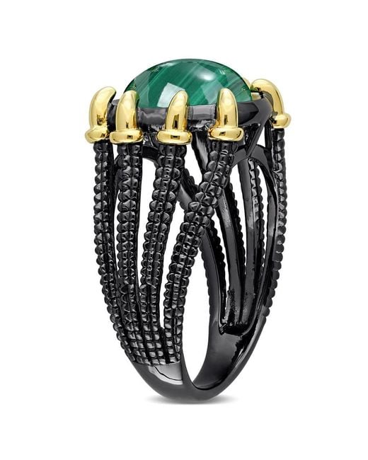 Amour Green 6 Ct Tgw Malachite Fashion Ring Rhodium Plated for men