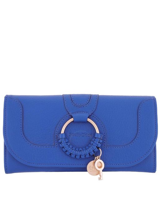 See By Chloé Blue Hana Long Leather Wallet