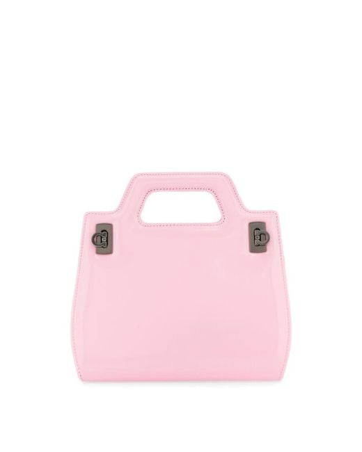 Ferragamo Pink Mini Wanda Top Handle Leather Hand Bag
