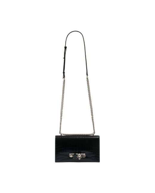 McQueen Black Jewelled Crossbody Bag