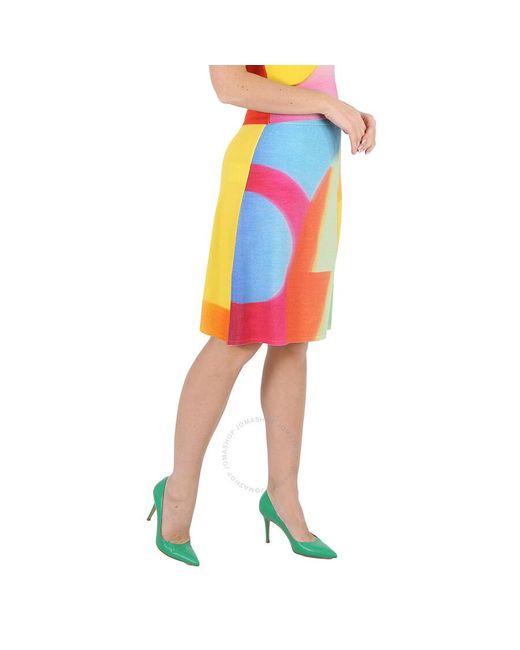 Moschino Yellow Multi Projection Print Merino Wool Skirt