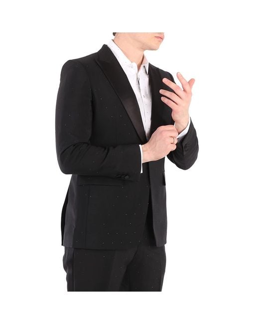 Burberry Black English-Fit Rhinestone Mohair And Wool Tailored Jacket, Brand Size 46S (Us for men