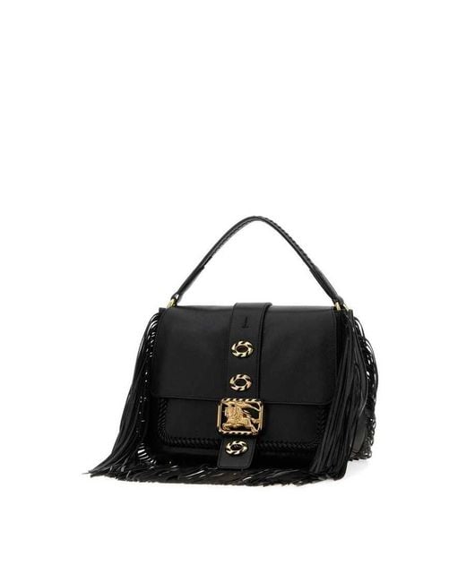 Burberry Black Fringed Leather Shoulder Bag