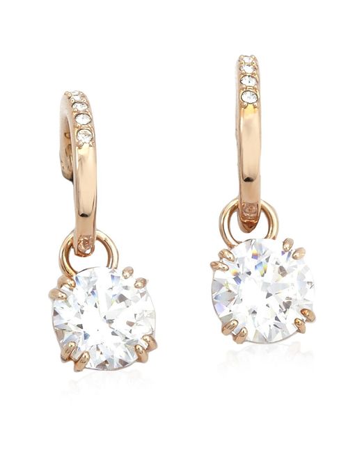 Swarovski Metallic Constella Rose-Tone Plated Round Cut Drop Earrings