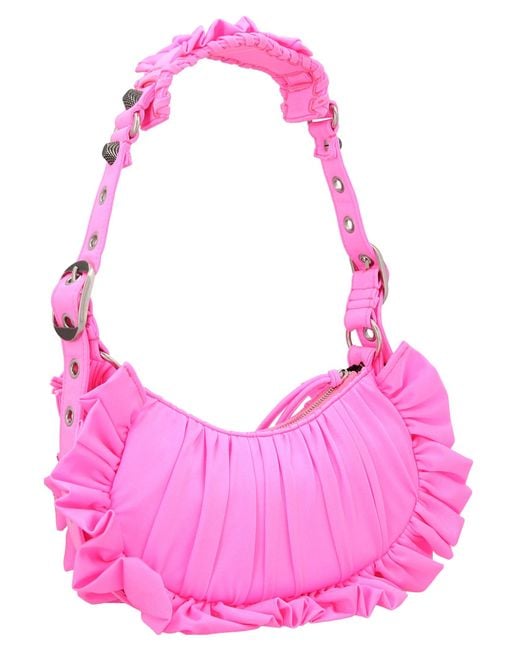 Balenciaga Pink Le Cagole Xs Ruffle Shoulder Bag for men