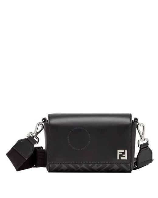 Fendi Black Ff Squared Compact Messenger Bag for men