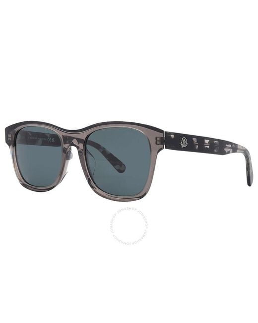 Moncler Glancer Green Square Sunglasses Ml0192-f 01v 55 in Blue 