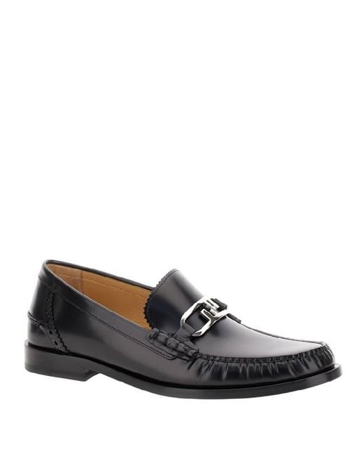 Fendi Black O'Lock Leather Loafers, Brand Size 7 (Us for men