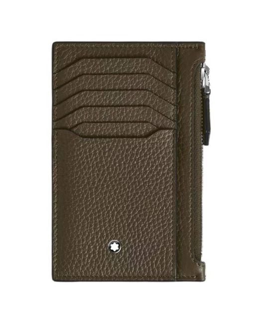 Montblanc Green Grain Leather 8Cc Zip Card Holder for men