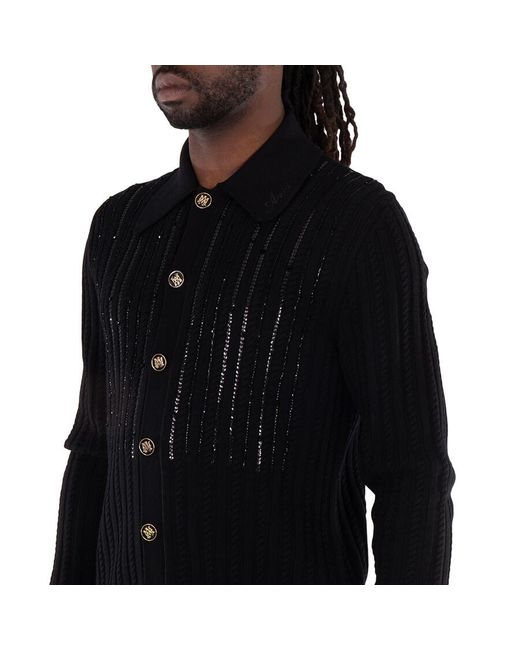 Amiri Black Long Sleeve Polo Shirt for men