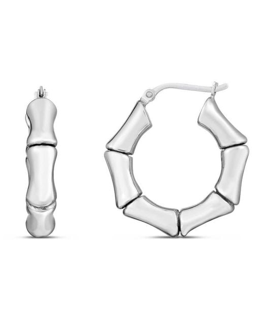 Tresorra Metallic Sterling Bold Bamboo Hoop Earrings