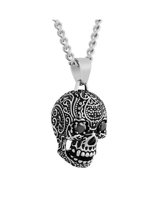 Robert Alton Metallic Stainless Steel And Spinel Skull Pendant for men