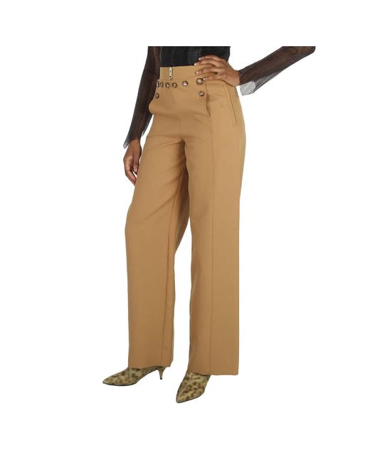 Burberry Natural Ryann Button-detail High-waisted Trousers