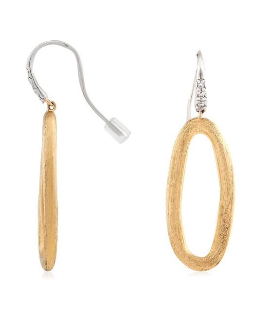 Marco Bicego Metallic Jaipur 18K Oval Link Diamond Hook Earrings