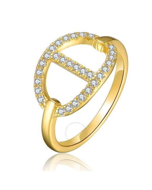 Rachel Glauber Metallic 14k Gold Plated Cubic Zirconia Modern Ring