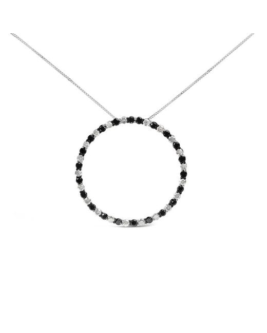 Haus of Brilliance Metallic 925 Sterling 3.0 Cttw Alternating And Diamond Open Hoop Circle Pendant Necklace