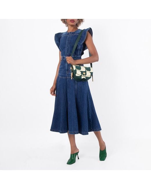 Burberry Green Chess Satchel Cotton Crossbody Bag