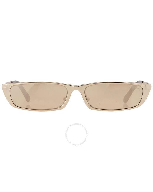 Tom Ford Natural Everett Brown Mirror Rectangular Sunglasses Ft1059 32g 59