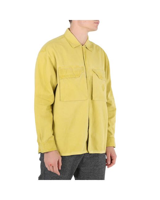 A_COLD_WALL* Yellow Embroidered-logo Cotton Overshirt for men