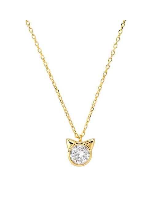 Kylie Harper Metallic 14K Over Bezel-Set Cz Kitty Cat Pendant
