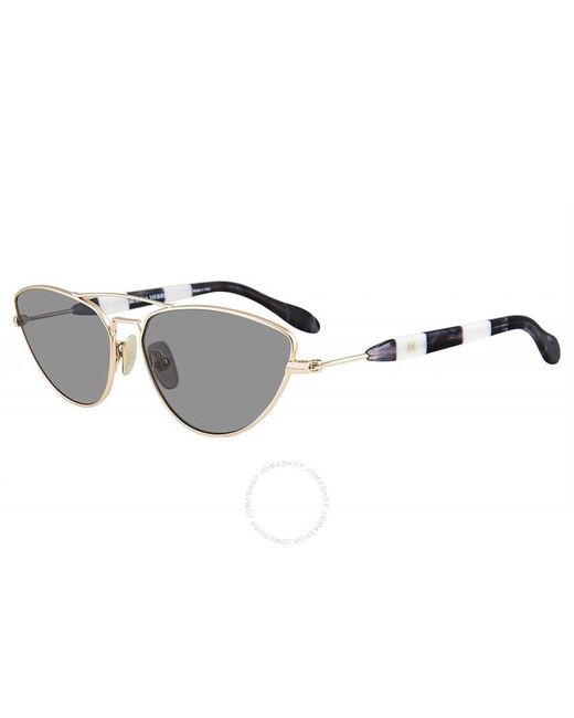 Carolina Herrera Metallic Grey Cat Eye Sunglasses Shn059m 0300 59