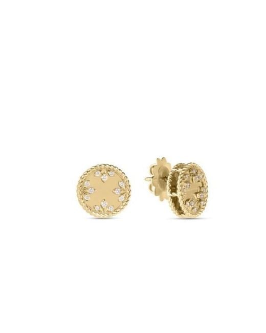Roberto Coin Metallic 18K Venetian Medallions Small Diamond Stud Earrings for men