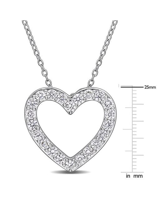Created Forever Metallic 1Ct Tw Lab-Grown Diamond Open Heart Shaped Pendant With Chain