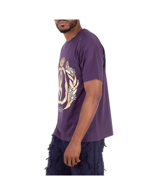 Bally Purple Emblem Print Short Sleeve Graphic T-Shirt for men