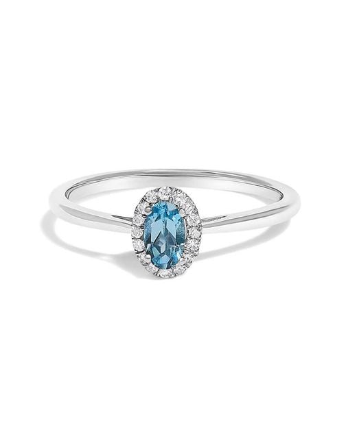 Haus of Brilliance Blue 10K 5X3Mm Oval Topaz And Diamond Accent Halo Ring (I-J Color, I1-I2 Clarity)