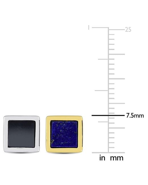 Amour Metallic 2-Piece Set 2Ct Tgw Lapis And Hematite Square Stud Earrings for men