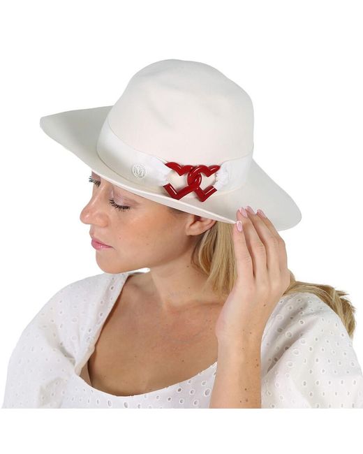Maison Michel White Snow Virginie Valentines Heart Hat