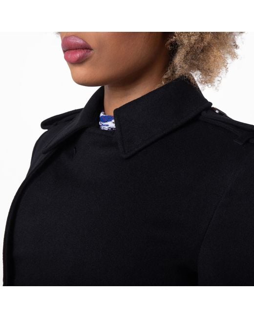 Burberry Black Notched-Lapel Belted Cashmere Trench Coat, Brand Size 6 Us
