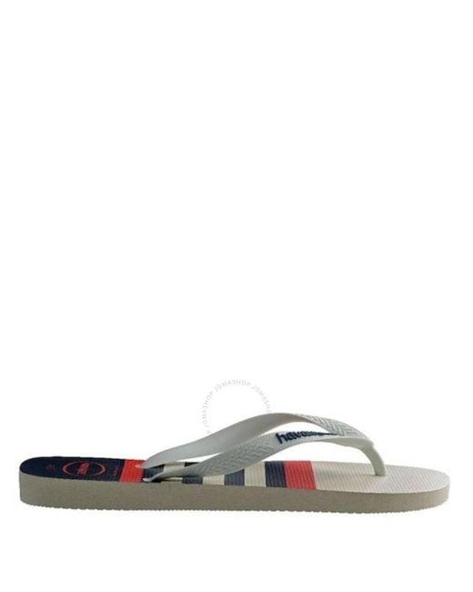Havaianas White Top Nautical Flip Flops, Brand Size 45/46 (M
