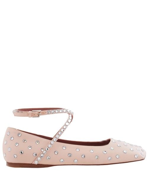 AMINA MUADDI Pink Ane Crystal Embellished Ballerina Flats