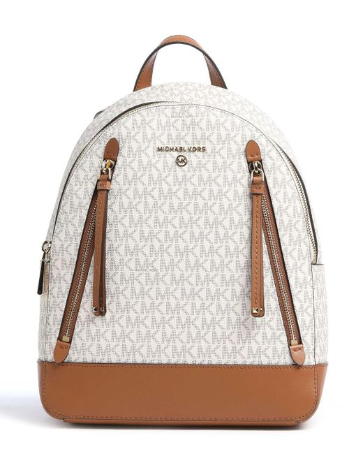 Michael Kors Brooklyn Medium Pebbled Leather Backpack in White Lyst