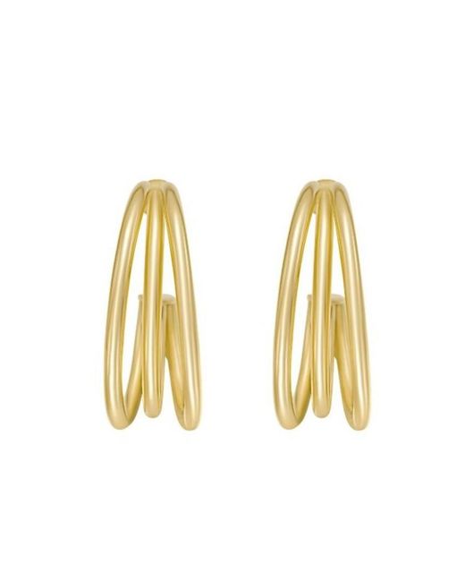 Tresorra Metallic 14K Triple Row C Hoop Earrings