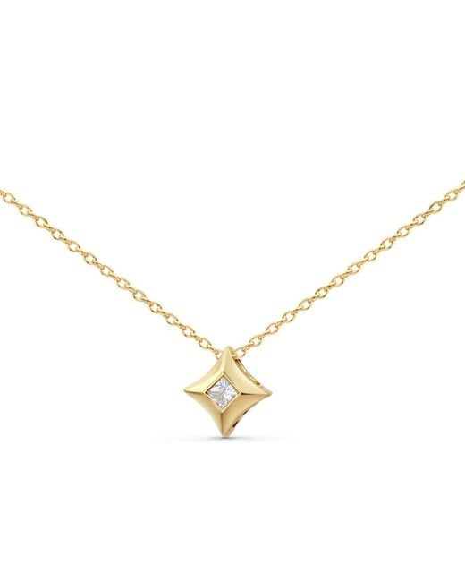 Haus of Brilliance Metallic 10K 1/5 Cttw Bezel Set Princess Diamond Kite Shaped Solitaire Pendent Necklace
