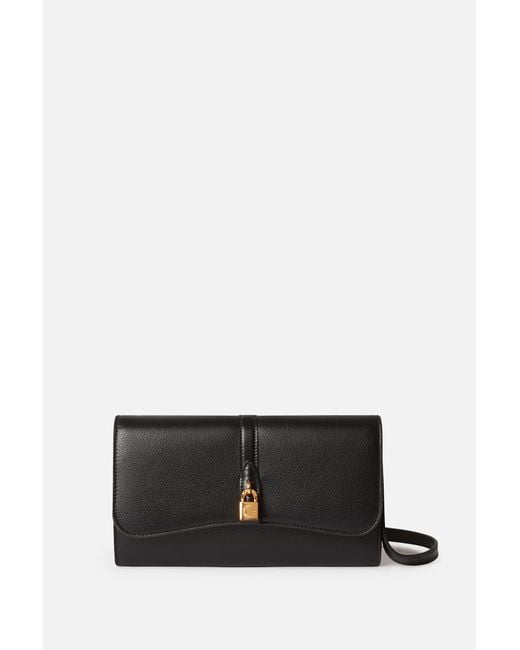 Stella McCartney Black Stella Ryder Wallet With Strap Embossed Grainy Eco Alter Mat