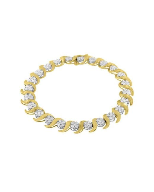 Haus of Brilliance Metallic 10K 4.00 Cttw Round-Cut Diamond Floral Link 7.5" Bracelet (H-I Color, I2-I3 Clarity)
