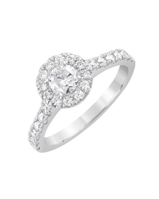 Brilliant Diamond Metallic 14K 1 Cttw Lab Grown Diamond Halo Round Engagement Ring (G-H, Si1-Si2)