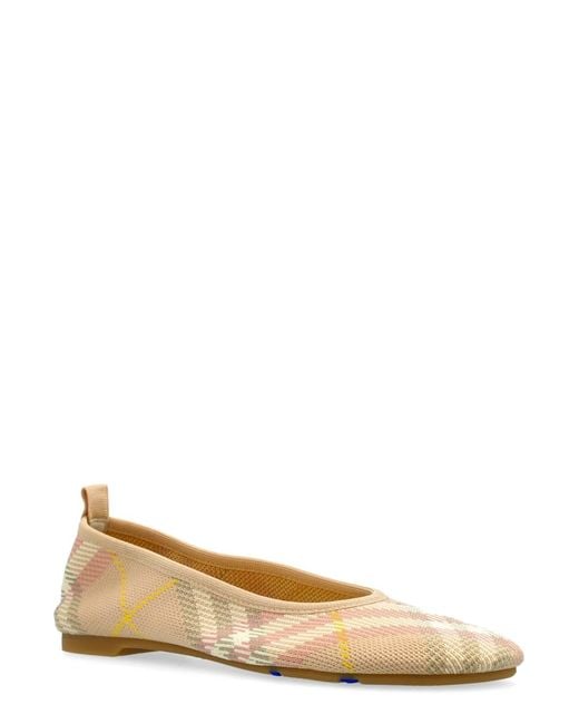 Burberry Natural Check Jacquard Ballet Flats, Brand Size 36 Us